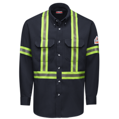 Bulwark Mens Dress Uniform Shirt with Reflective Trim (SMUCNV)