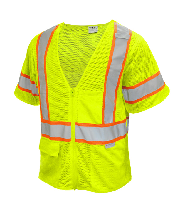 Reflective Apparel Safety Vest: Hi Vis Vest: 5pt Breakaway Zip Mesh: ANSI 3 (VEA-504-ST)
