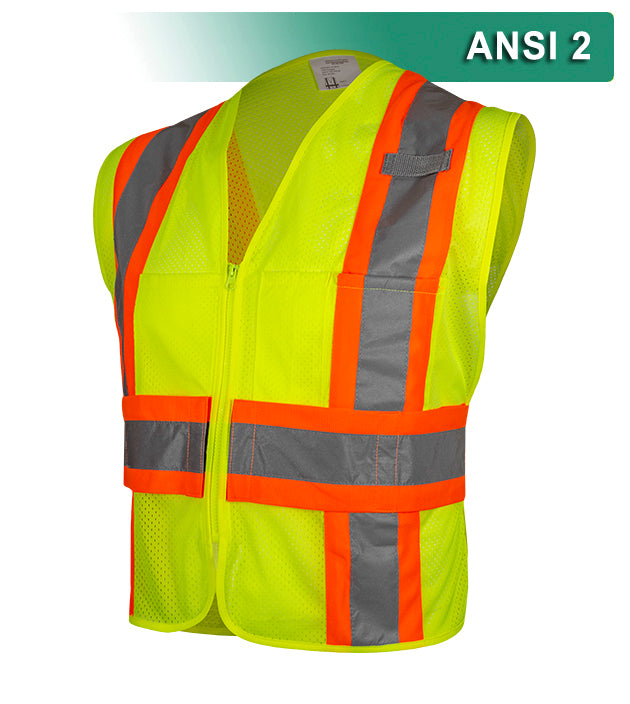 Reflective Apparel Safety Vest: Hi Vis Mesh: DOT Contrasting Trim: Adj. Side Wraps: ANSI 2 (RAF-576-ET)