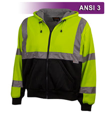 Reflective Apparel Safety Hoodie: Hi Vis 2-Tone Hoodie: Thermal Liner: Full Zip: 16oz (VEA-603-ST)