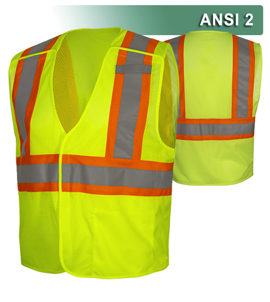 Reflective Apparel Economy Safety Vest: Hi Vis Vest: 5pt Breakaway Mesh: ANSI 2 (RAF-582-CS)
