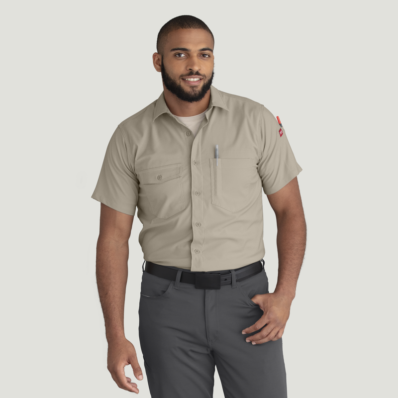 red kap dress shirts Red Kap Men's Short Sleeve Industrial Stripe Work Shirt | Size: L