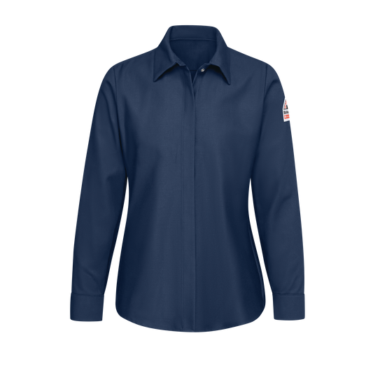 Bulwark Womens Pocketless Work Shirt CAT 2 (SLS3NV)