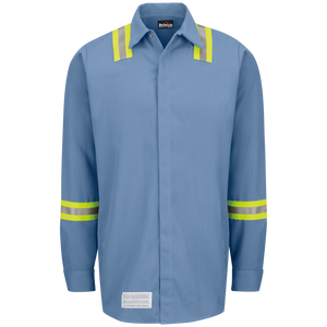 Bulwark Mens Long Sleeve Snap Front Work Shirt with Striping CAT 2 (SMS6)