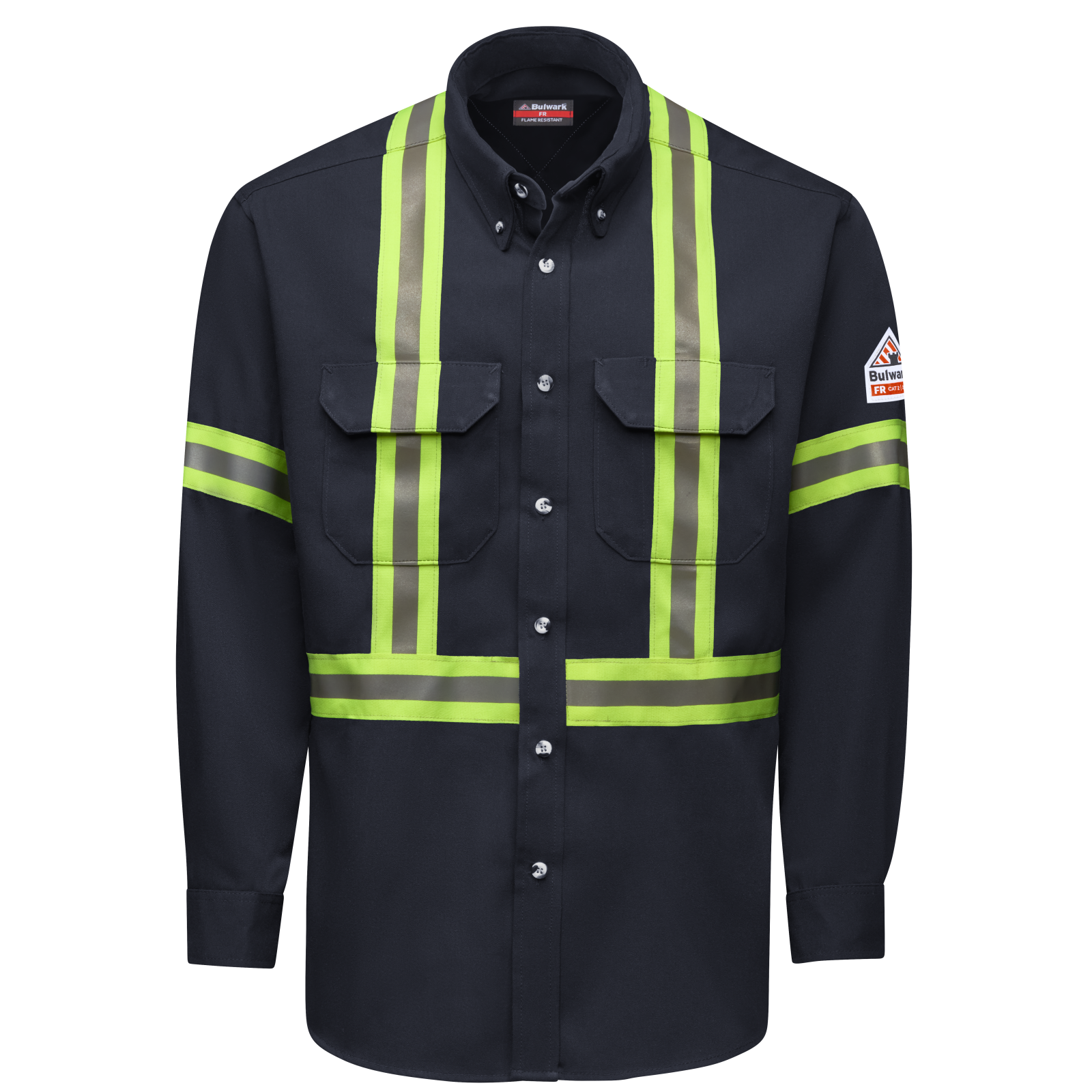 Bulwark Mens Dress Uniform Shirt with Reflective Trim (SMUCNV)