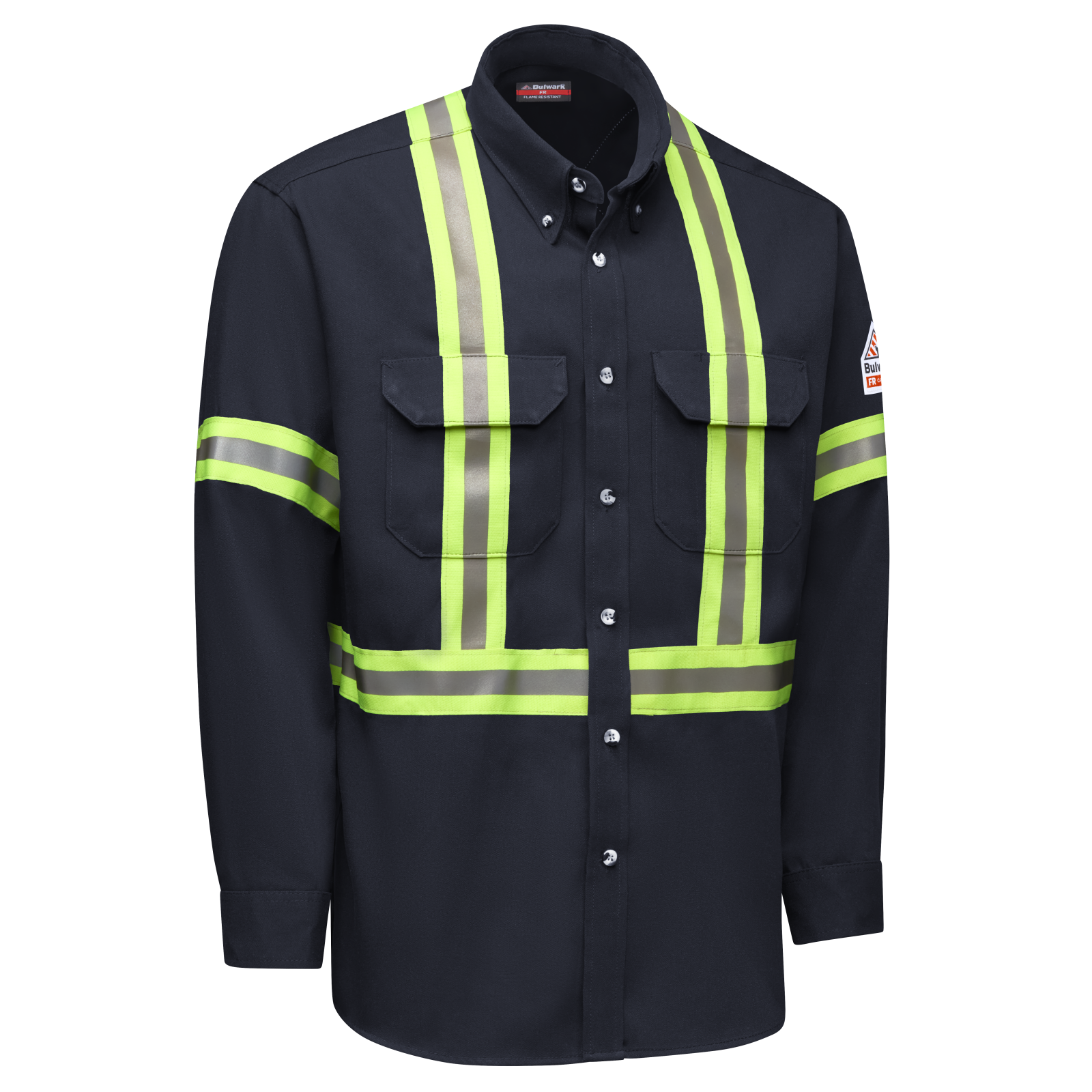 Bulwark Mens Dress Uniform Shirt with Reflective Trim (SMUCNV)