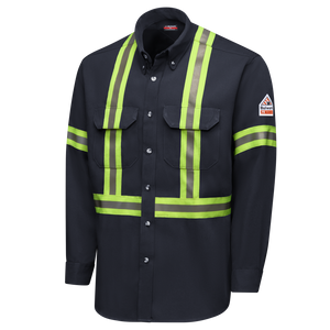 Bulwark Mens Dress Uniform Shirt with Reflective Trim (SMUCNV)