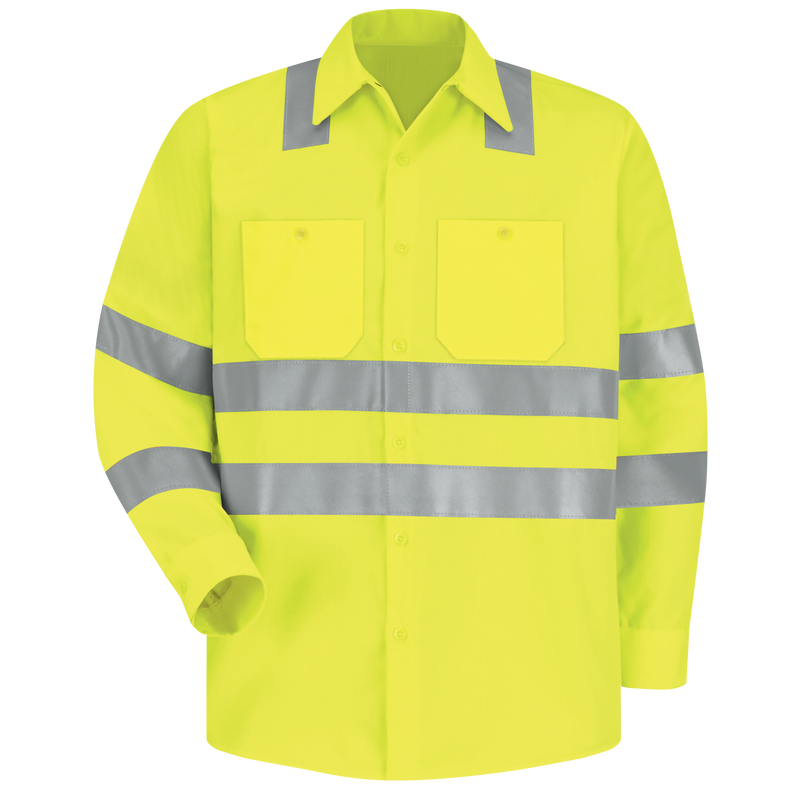 Red Kap Long Sleeve Hi-Vis Work Shirt: Class 3 Level 2 - (SS14-HV-TRC3)