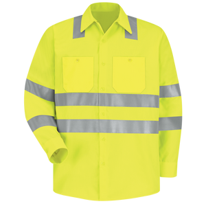 Red Kap Long Sleeve Hi-Vis Work Shirt: Class 3 Level 2 - (SS14-HV-TRC3)