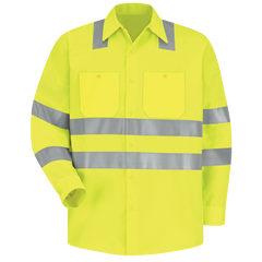 Red Kap Long Sleeve Hi-Vis Work Shirt: Class 3 Level 2 - (SS14-HV-TRC3)