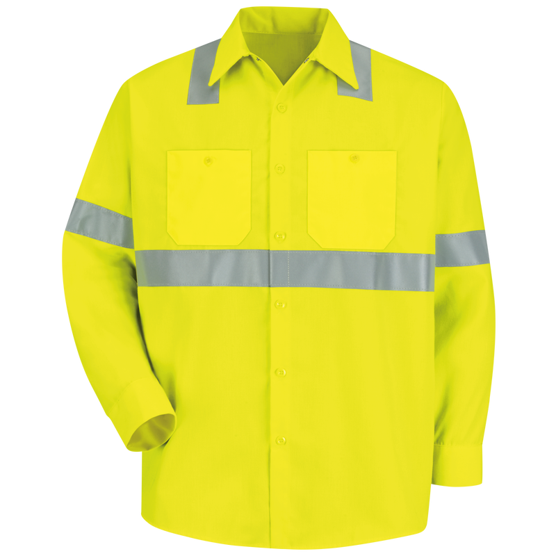 Red Kap Long Sleeve Hi-Visibility Work Shirt: Class 2 Level 2 - (SS14-HV-TRC2)