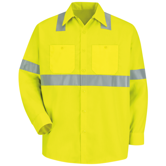 Red Kap Long Sleeve Hi-Visibility Work Shirt: Class 2 Level 2 - (SS14-HV-TRC2)