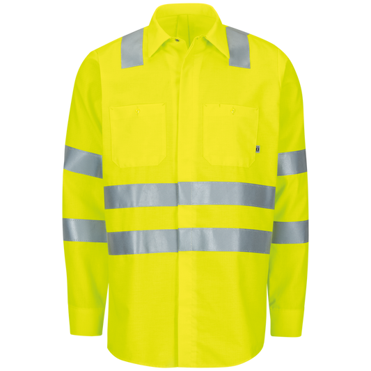 Red Kap Hi Visibility Long Sleeve Ripstop Work Shirt (SX14)