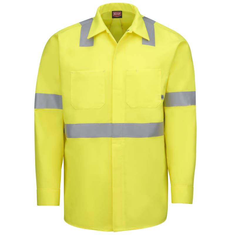 Red Kap Hi Visibility Long Sleeve Ripstop Work Shirt (SX14)