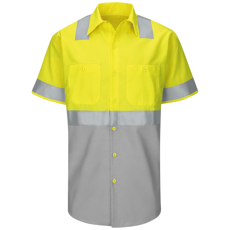 Red Kap Short Sleeve Hi-Visibility Color Block Work Shirt: Class 2 Level 2 - (SY24)