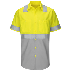 Red Kap Short Sleeve Hi-Visibility Color Block Work Shirt: Class 2 Level 2 - (SY24)