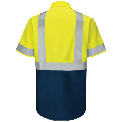 Red Kap Short Sleeve Hi-Visibility Color Block Work Shirt: Class 2 Level 2 - (SY24)