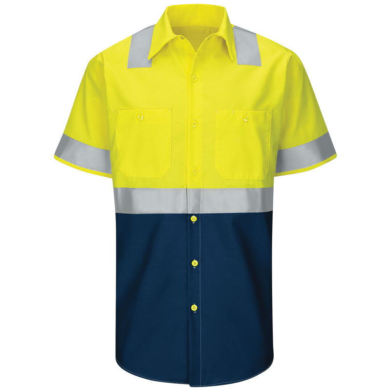 Red Kap Short Sleeve Hi-Visibility Color Block Work Shirt: Class 2 Level 2 - (SY24)