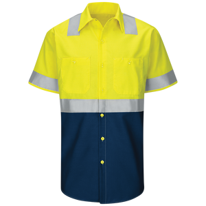 Red Kap Short Sleeve Hi-Visibility Color Block Work Shirt: Class 2 Level 2 - (SY24)