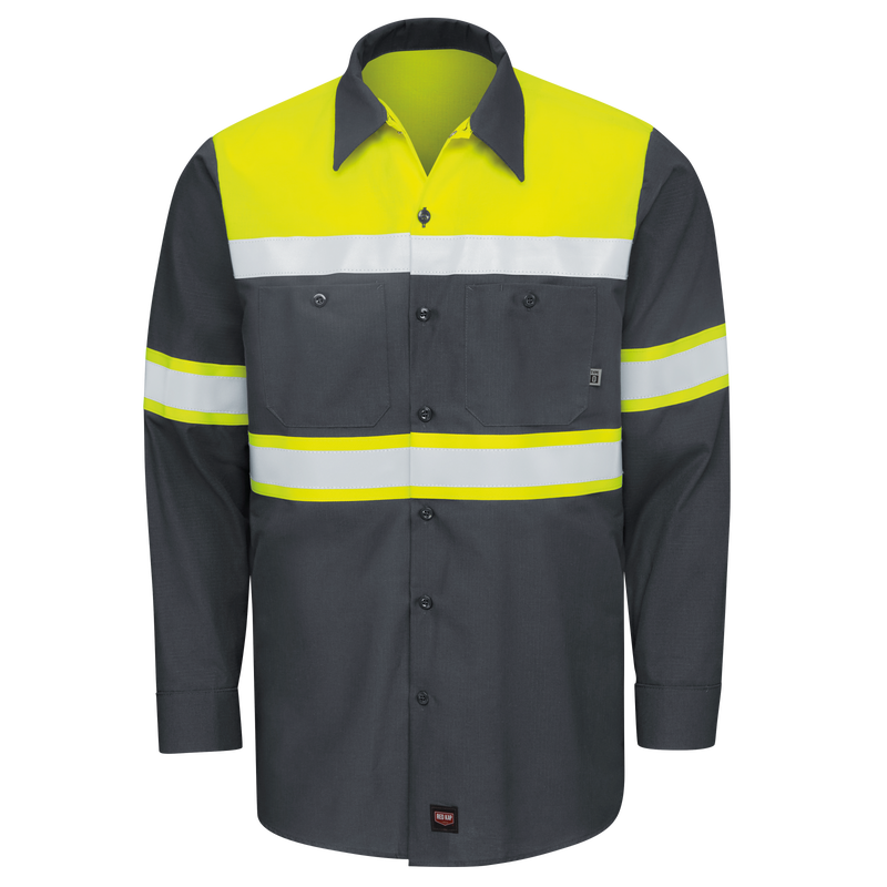 Red Kap Hi Visability LS Colorblock Ripstop Work Shirt - SY70