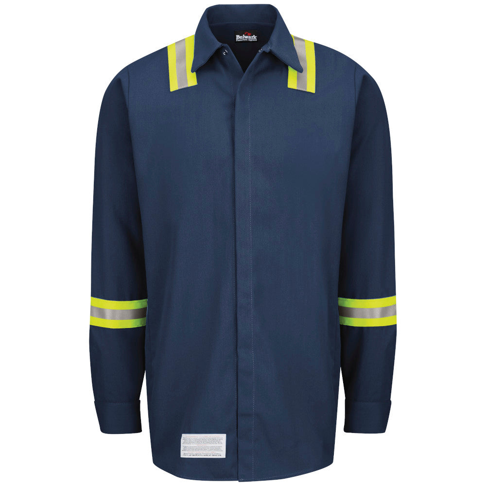 Bulwark Mens Long Sleeve Snap Front Work Shirt with Striping CAT 2 (SMS6)