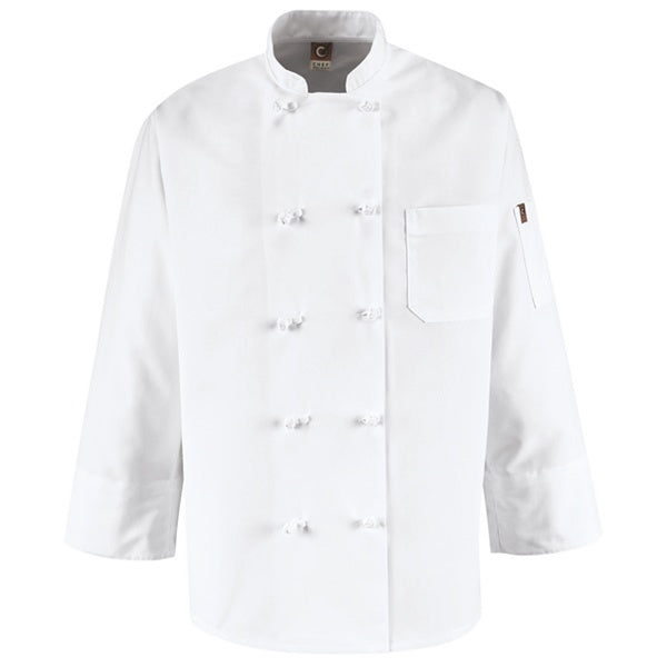 Red Kap Ten Knot-Button Chef Coat - 0421WH
