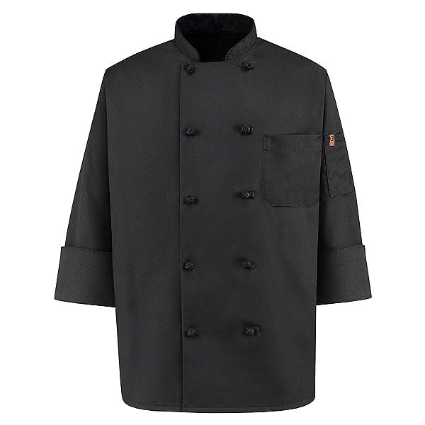 Red Kap Ten-Button Black Chef Coat - 0427BK