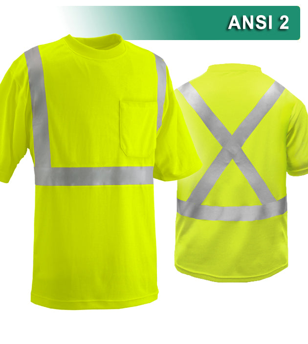 Reflective Apparel Safety Shirt: Hi Vis Pocket Shirt: Birdseye XBack: ANSI 2 (VEA-102-SX)
