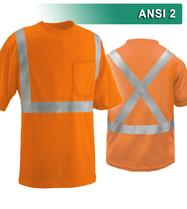 Reflective Apparel Safety Shirt: Hi Vis Pocket Shirt: Birdseye XBack: ANSI 2 (VEA-102-SX)