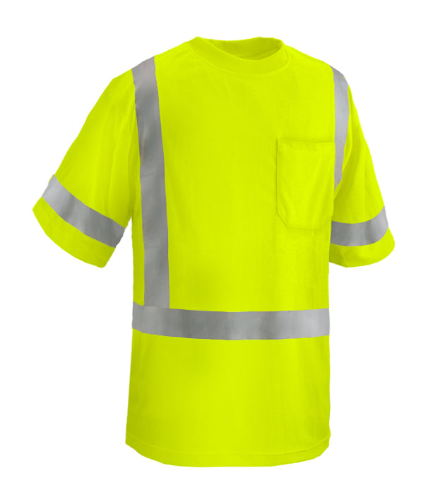 Reflective Apparel Safety Shirt: Hi Vis Pocket Shirt: Lime Birdseye: ANSI 3 (VEA-104-ST)