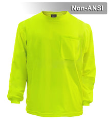 Reflective Apparel Safety Shirt: Hi Vis Pocket Shirt Long Sleeve: Lime Birdseye Knit: Non-ANSI (VEA-200B)