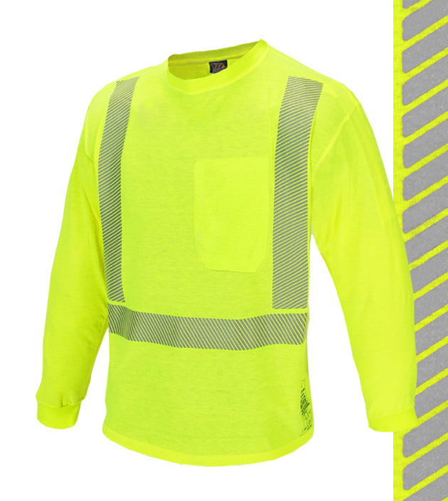 Reflective Apparel Safety Shirt: Hi Vis Pocket Shirt: LS Lime Jersey: Comfort Trim by 3M™ (VEA-201-CT)