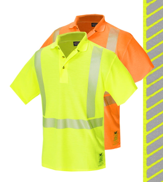 Reflective Apparel Safety Polo: Hi Vis Polo Shirt: Birdseye: Comfort Trim by 3M™ (VEA-302-CT)