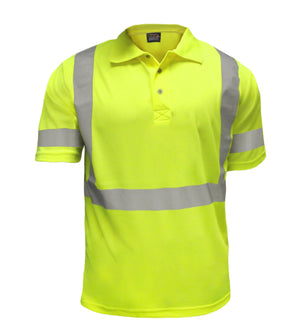 Reflective Apparel Safety Polo: Hi Vis Polo Shirt: Lime Birdseye: ANSI 3 (VEA-304-ST)