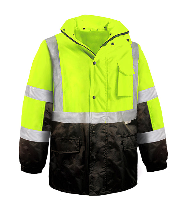 Reflective Apparel Safety Jacket: Hi Vis Parka: Breathable Waterproof Hooded: 2-Tone (VEA-431-ST)-3