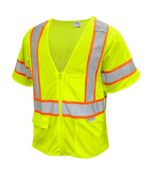 Reflective Apparel Safety Vest: Hi Vis Vest: 5pt Breakaway Zip Mesh: ANSI 3 (VEA-504-ST)