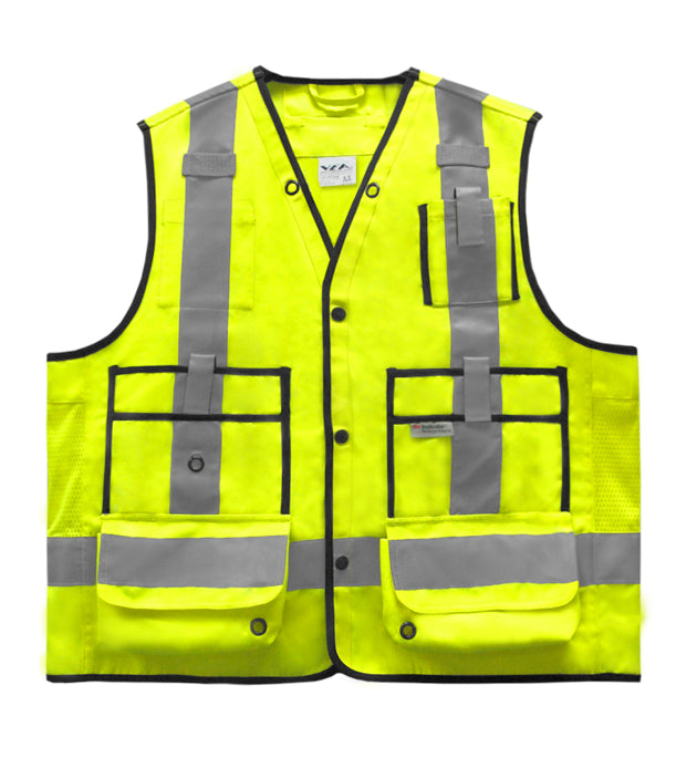 Reflective Apparel Surveyor Vest: Hi Vis Multi-Pocket Vest: Woven (VEA-507-ST)