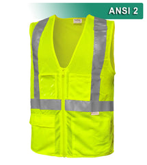 Reflective Apparel Safety Vest: Hi Vis Vest: Clear ID Pocket: 5pt Breakaway: Zip Mesh (VEA-508-ST)