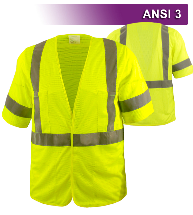 Reflective Apparel Economy Safety Vest: Hi Vis Vest: Pocketed Zip Mesh: ANSI 3 (RAF-533-ET)