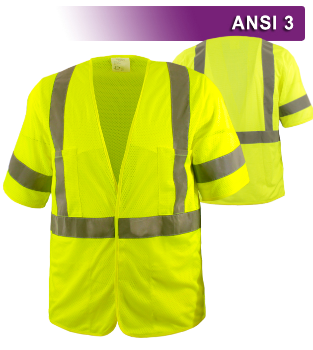 ANSI Class 3 Yellow Safety Vest With Sleeves – Hi-Vis Reflective Tape, 3 Pockets