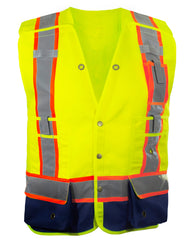 Reflective Apparel Surveyor Vest: Hi Vis 5-Point Breakaway Multi-Pocket Vest (RAF-537-GT)