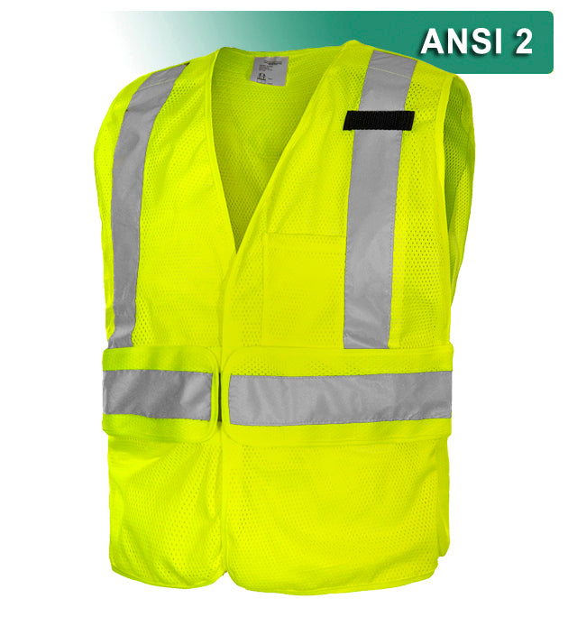 Reflective Apparel Economy Safety Vest: Hi Vis: Adj. Side Wraps: 5pt Breakaway Mesh: ANSI 2 (RAF-572-ET)