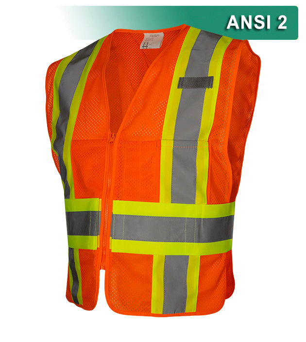 Reflective Apparel Safety Vest: Hi Vis Mesh: DOT Contrasting Trim: Adj. Side Wraps: ANSI 2 (RAF-576-ET)