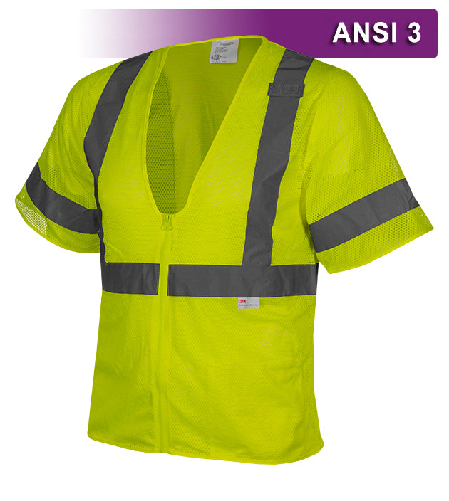 Reflective Apparel Economy Safety Vest: Hi Vis Vest: Pocketed Zip Mesh: ANSI 3 (RAF-583-ET)