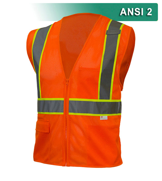 Reflective Apparel Economy Safety Vest: Hi Vis Vest: Zip Mesh Contrasting Tape: ANSI 2 (RAF-586-ET)