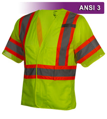 Reflective Apparel Safety Vest: Hi Vis Vest: 5pt Breakaway Mesh: ANSI 3: Adjustable Side Wraps (RAF-591-GT)