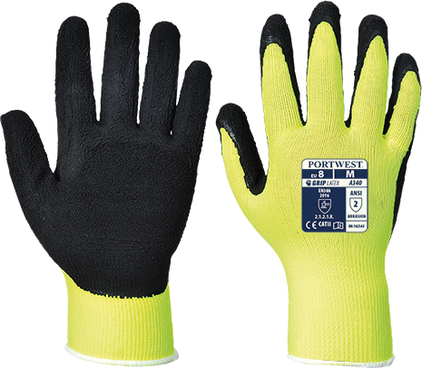 Portwest Hi-Vis Grip Glove - Latex Foam (A340) (Pack of 10)