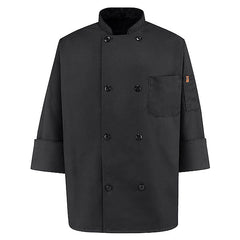 Red Kap Eight-Button Black Chef Coat - KT76BK