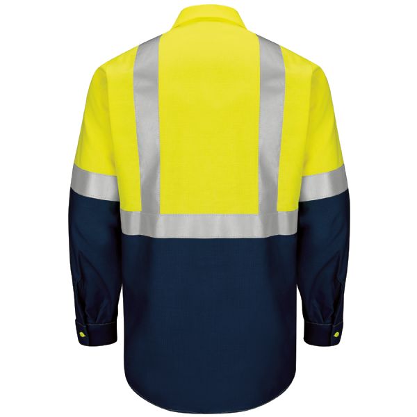 Red Kap Long Sleeve Hi-Visibility Color Block Work Shirt: Class 2 Level 2 - SY14