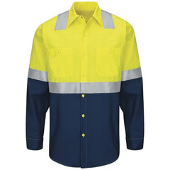 Red Kap Long Sleeve Hi-Visibility Color Block Work Shirt: Class 2 Level 2 - SY14